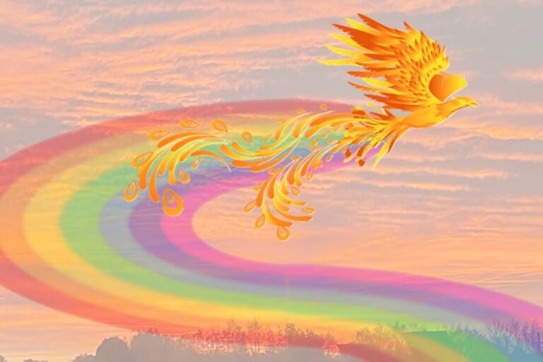 Illustration de phénix symbolisant la transformation – cartomancie et soins énergétiques à Treffendel